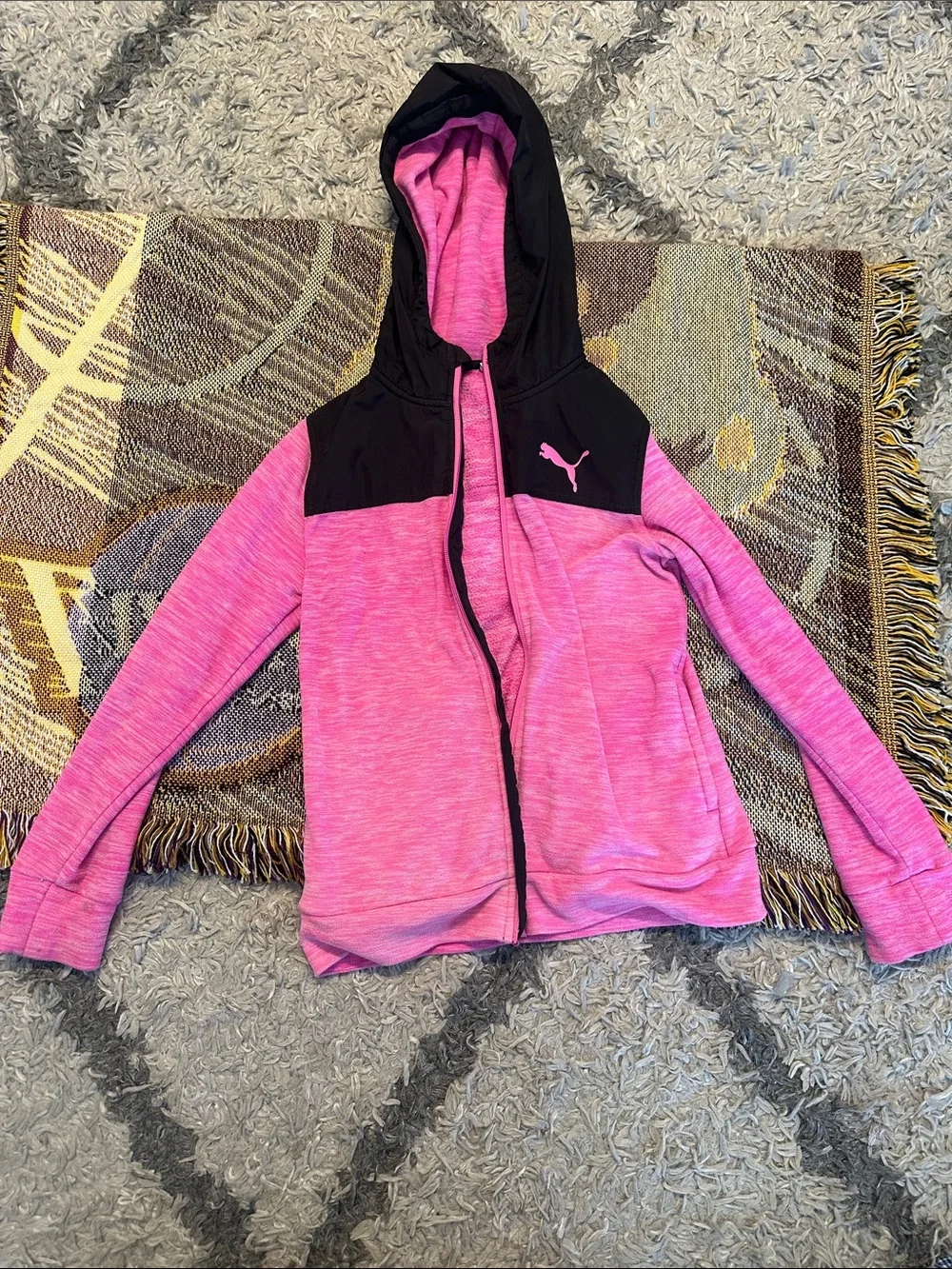 Puma Heathered Pink and Black Zip Hoodie